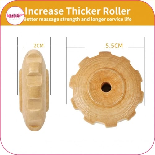 أداة التدليك من الخشب الطبيعي بـ 9 بكرات قابلة للد...