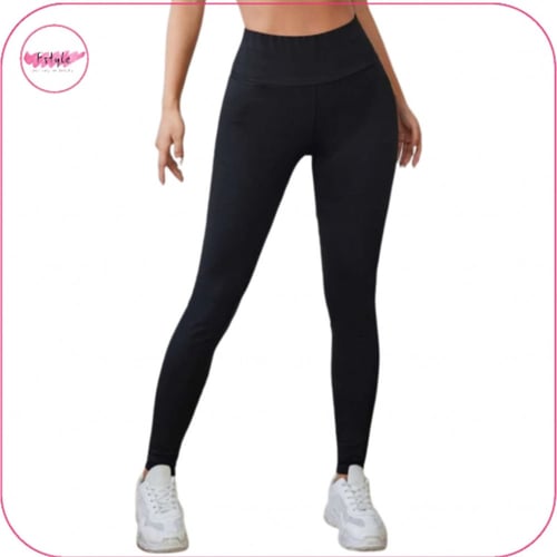 ليقنز بخصر عريض باللون الاسود الكامل