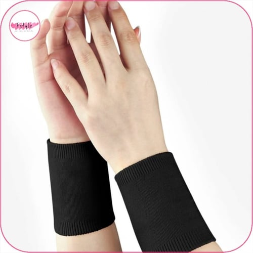 ربطة معصم رياضية اسود قطعتين