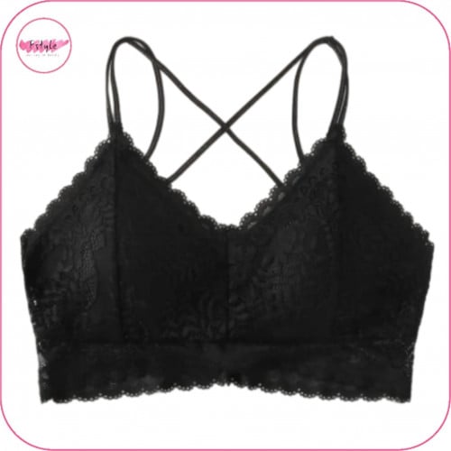 صدرية بتصميم دانتيل مزهر بشكل متقاطع