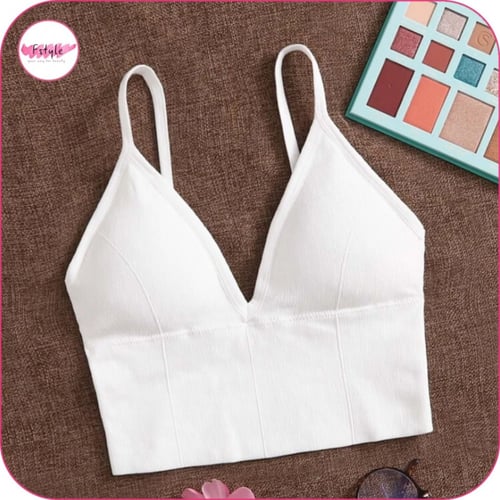 حمالة صدر بخط طويل لون أبيض