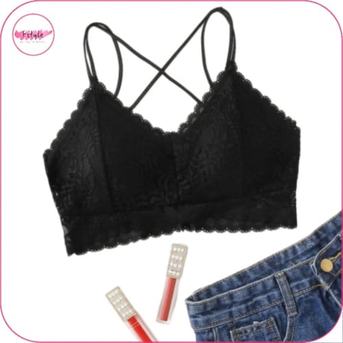 صدرية بتصميم دانتيل مزهر بشكل متقاطع