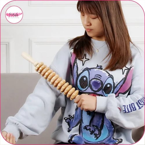 أداة التدليك من الخشب الطبيعي بـ 9 بكرات قابلة للد...