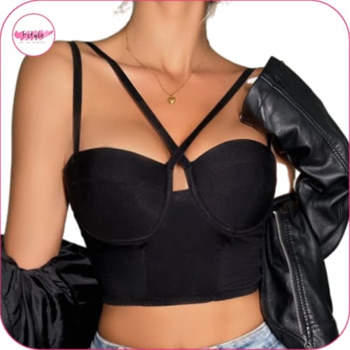 حمالة صدر بتصميم متقاطع من الامام اسود