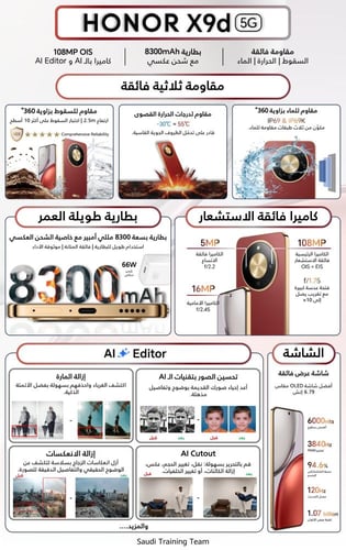 هونر - X9d، بسعة 256 جيجا، الرام 12+12 ، 5G