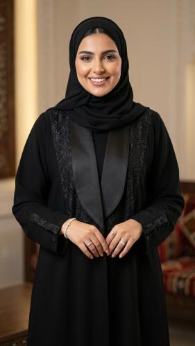 عباية وعد الفخامه ياقه تفته تطعيم دانتل صدر حصري