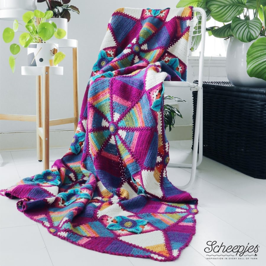 Scheepjes Royal Garden Crochet Blanket Kit - Stone Washed and River Washed