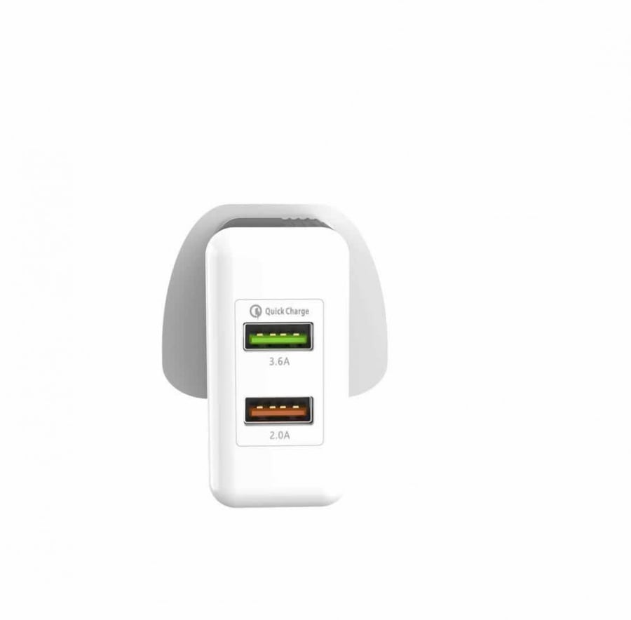 شاحن بيت بود USB ابيض 28W بدعم تقنية الشحن السري