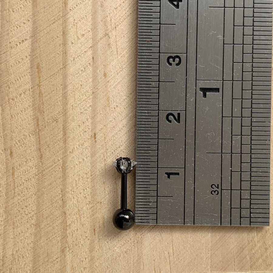 بيرسنق طبي كرستال أسود 16g