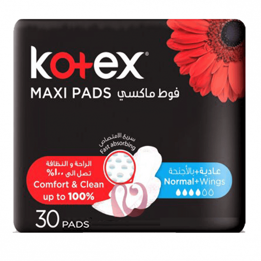 كوتكس فوط نسائية ماكسي  عادية بالأجنحة 30 فوطة
