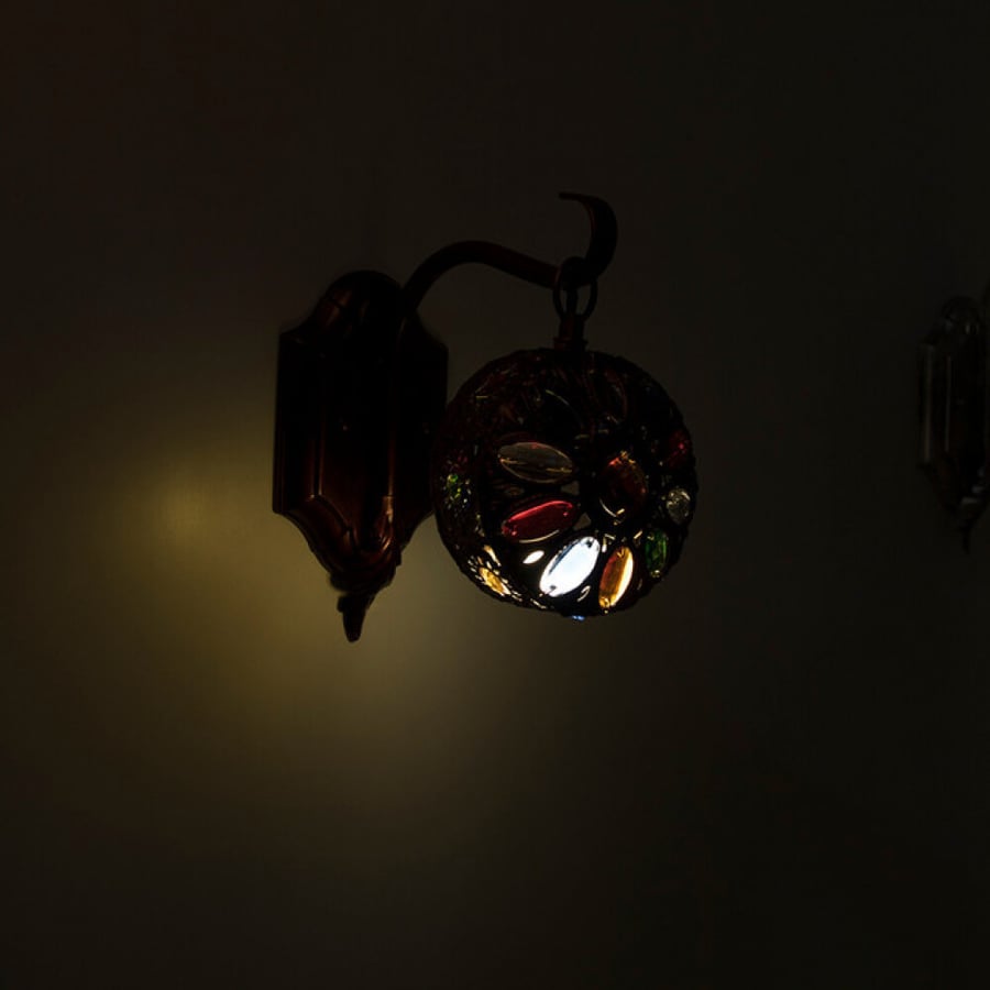 Moroccan style wall lighting with colorful crystal pendants