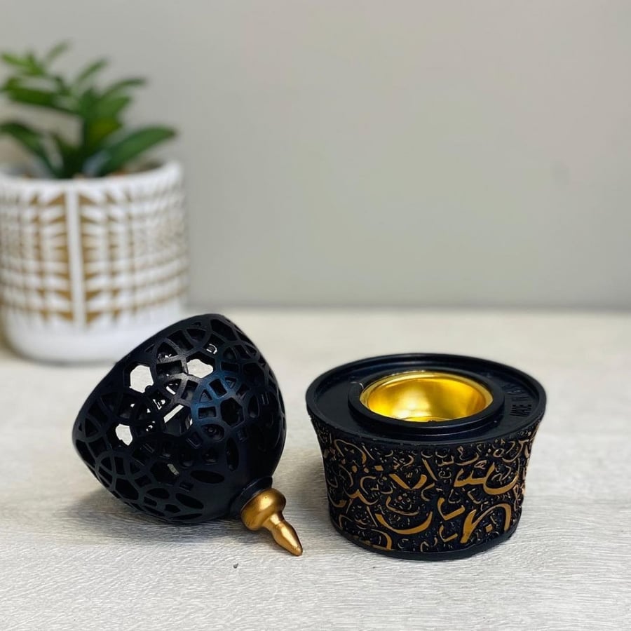 Black royal incense burner decorated with gold
