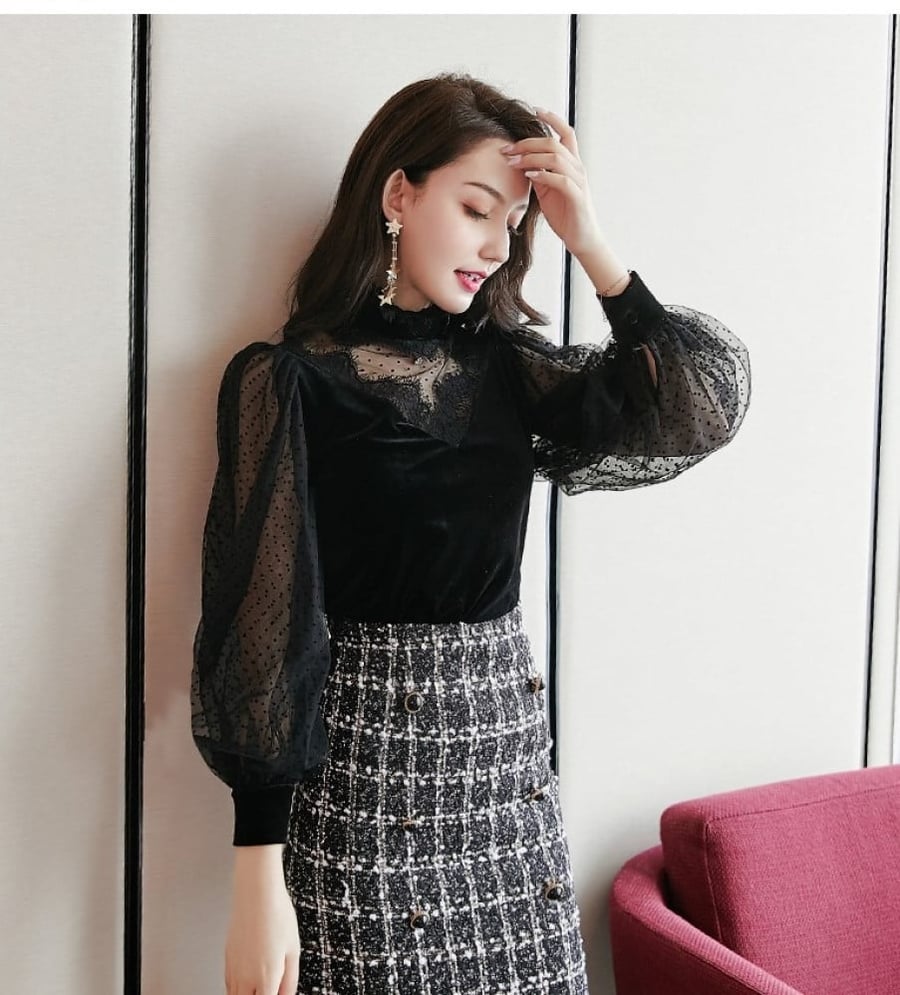 بلوزة مخمل اسودblouse22