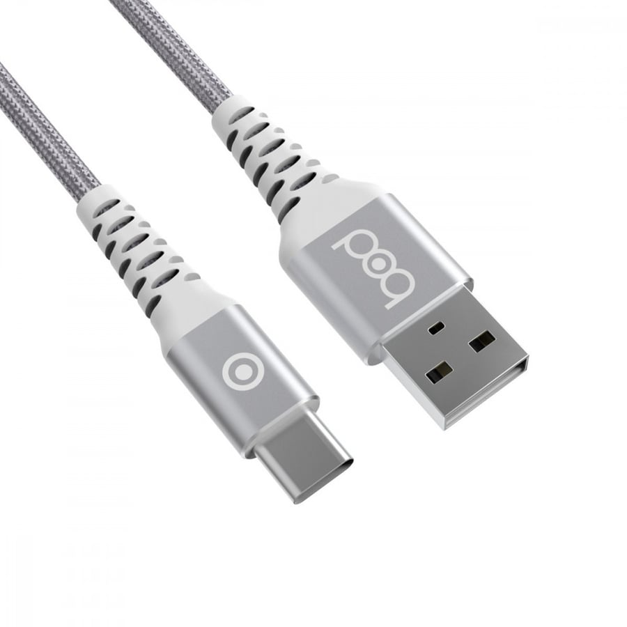 وصلة تايب سي 1 متر نايلون رمادي بود bod