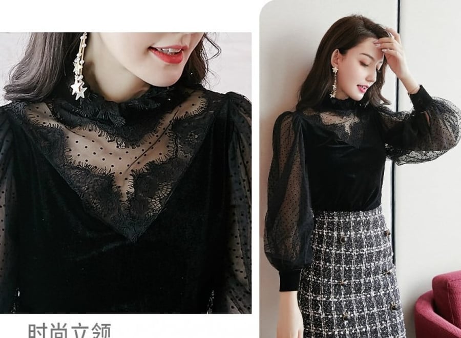 بلوزة مخمل اسودblouse22