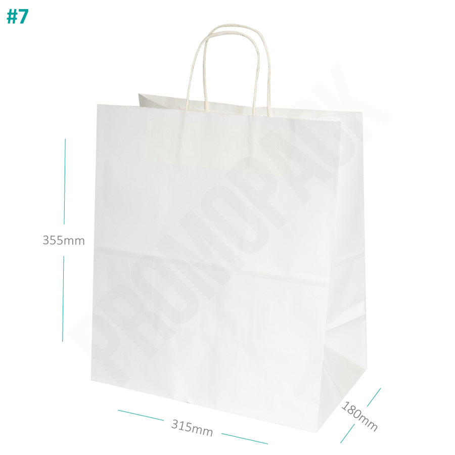A white bag with a number 7 hand