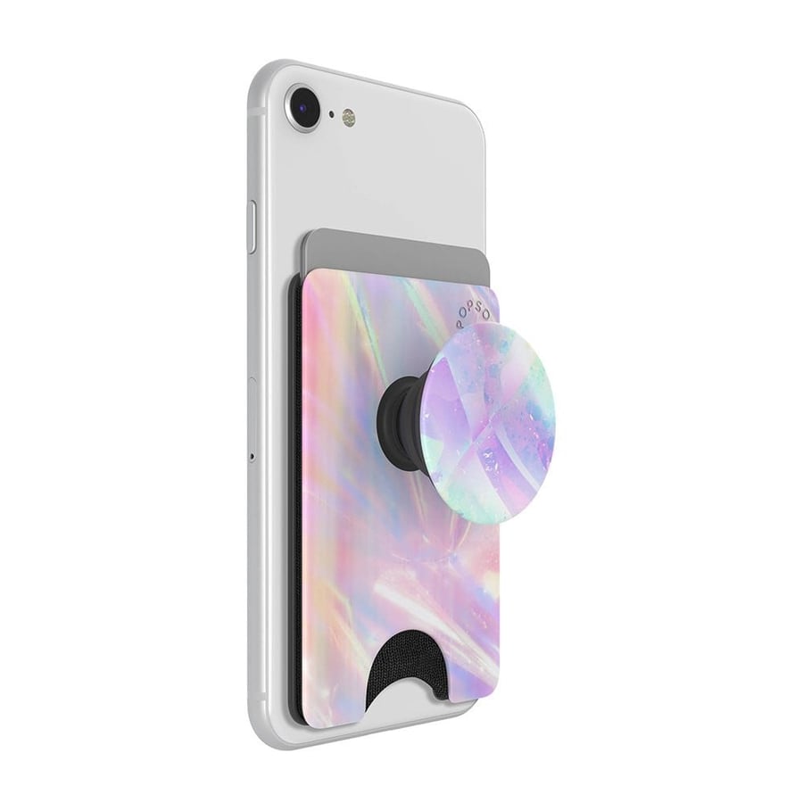 Colorful phone socket grip with card holder (Pink marble)