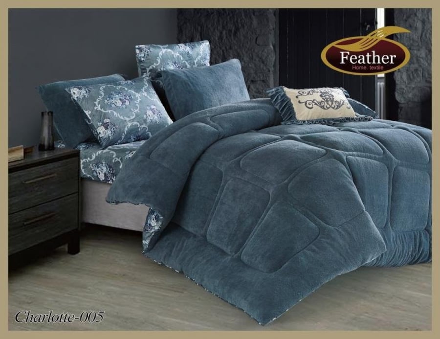 Winter velvet bedspread for two, 7 pieces