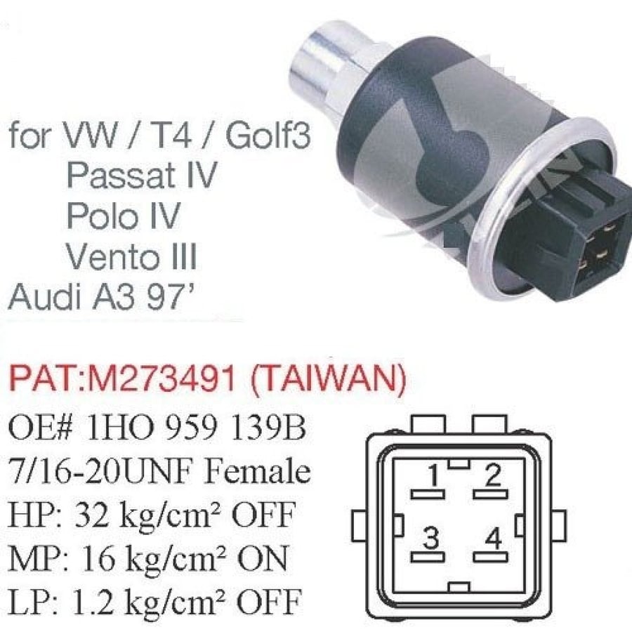 PRESSURE SWITCH VW PASSAT POLO VENTO AUDI A3 97 NO 11296W