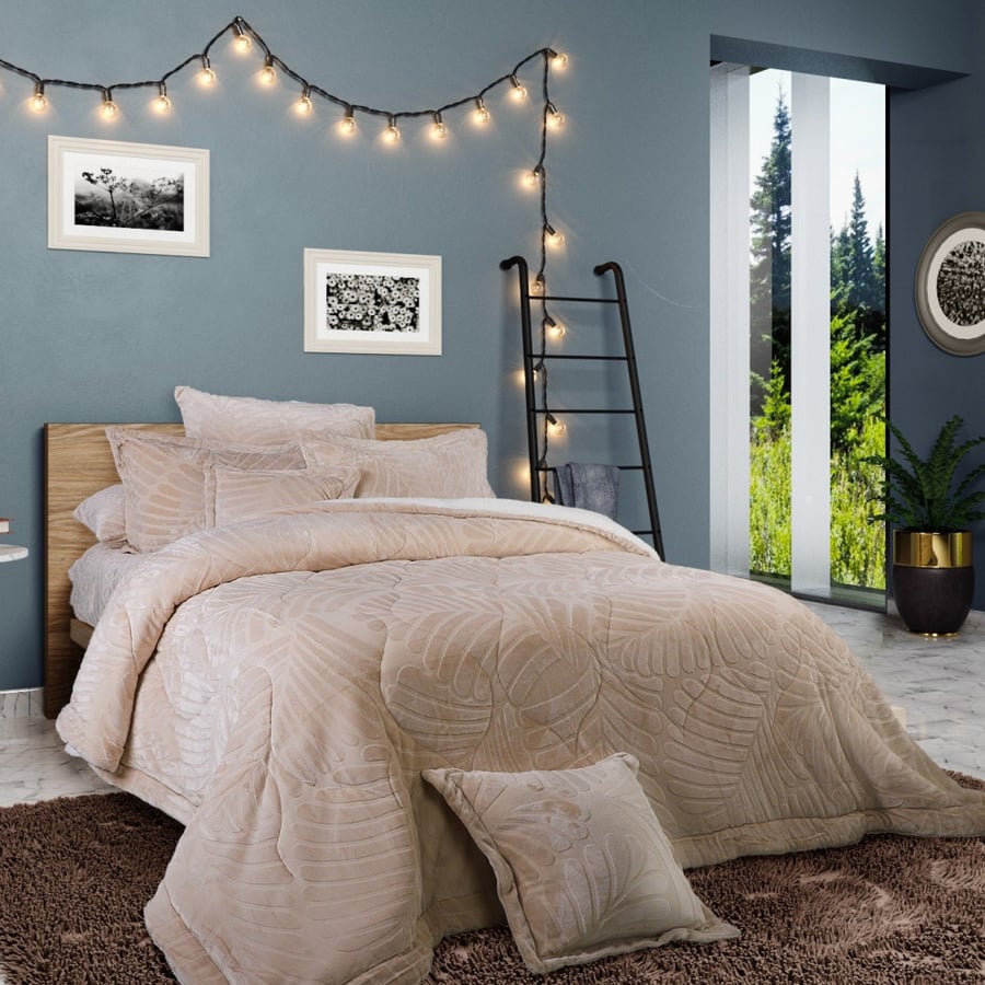 Double winter bedspread velvet and fur 8 pieces