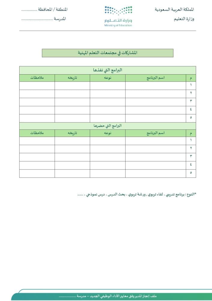 ملف إنجاز مدير المدرسة