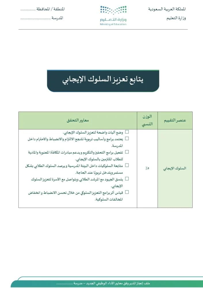 ملف إنجاز مدير المدرسة
