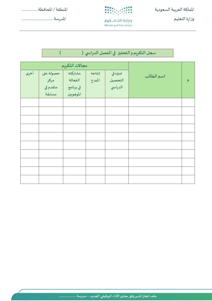 ملف إنجاز مدير المدرسة