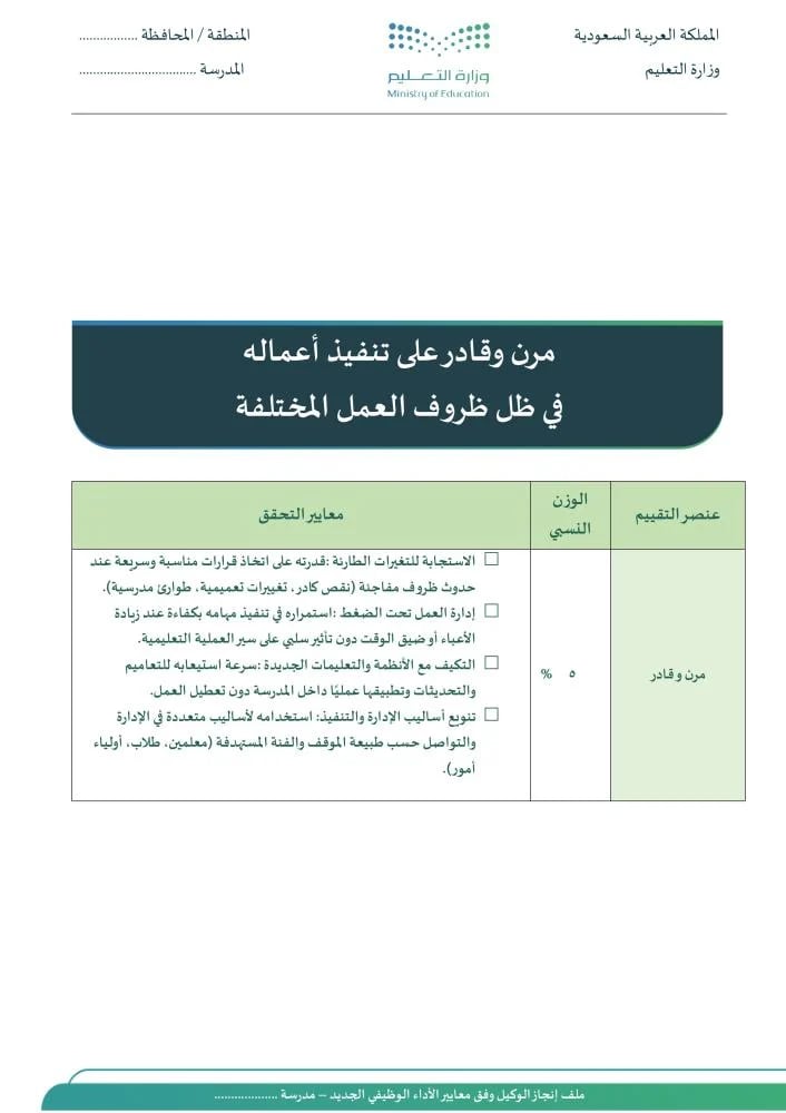 ملف إنجاز وكيل المدرسة