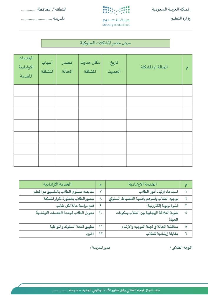 ملف إنجاز الموجه الطلابي