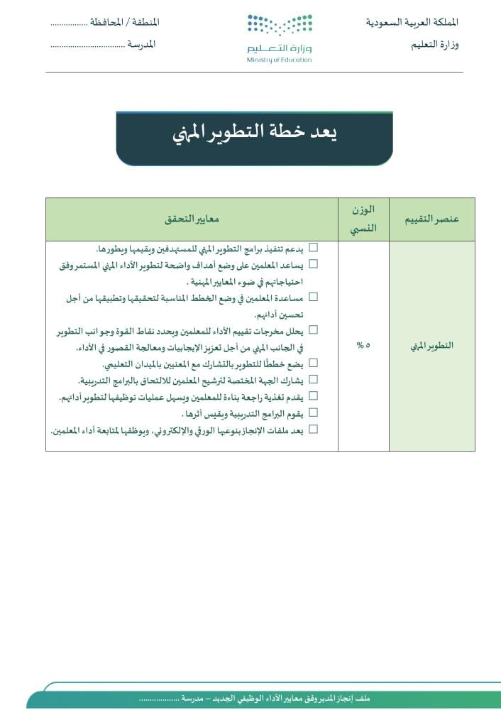 ملف إنجاز مدير المدرسة