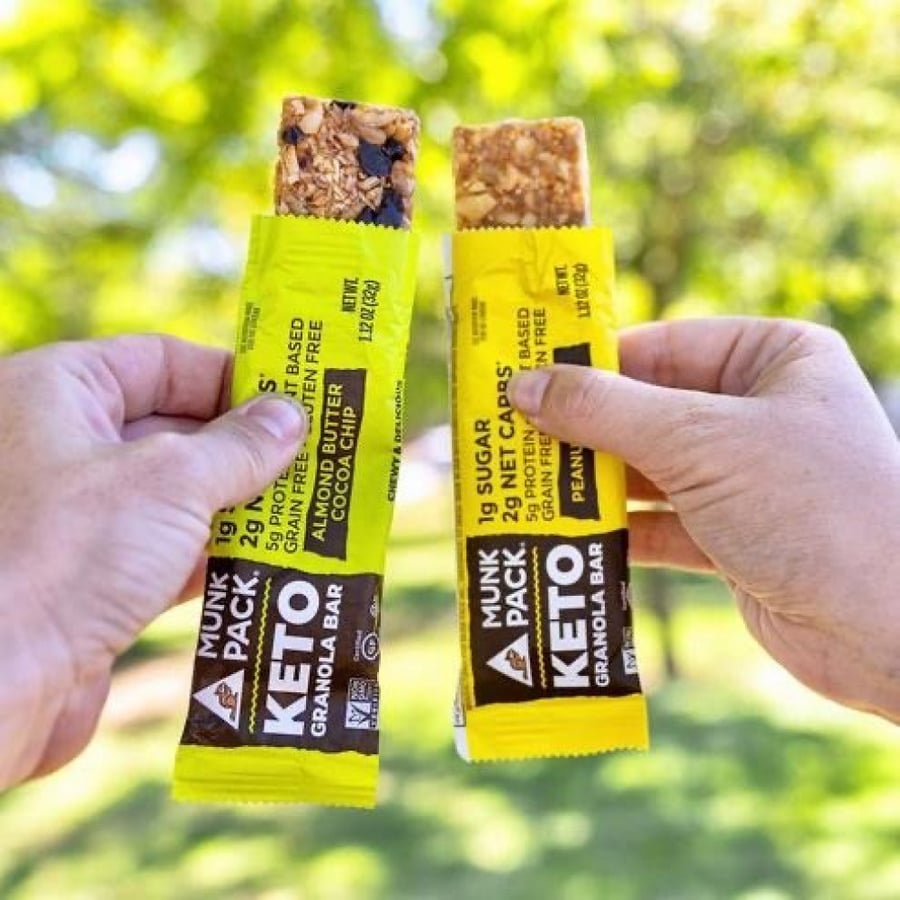 Protein granola bar with almond butter and chocolate pieces