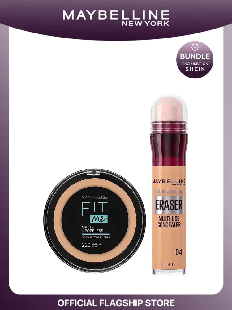 طقم Maybelline Fit Me بودرة + خافي عيوب Age Rewind