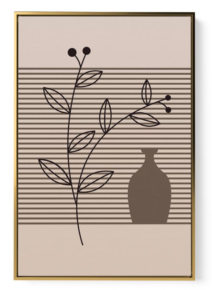 Canvas painting on a wooden frame with a plant design in bohemian style