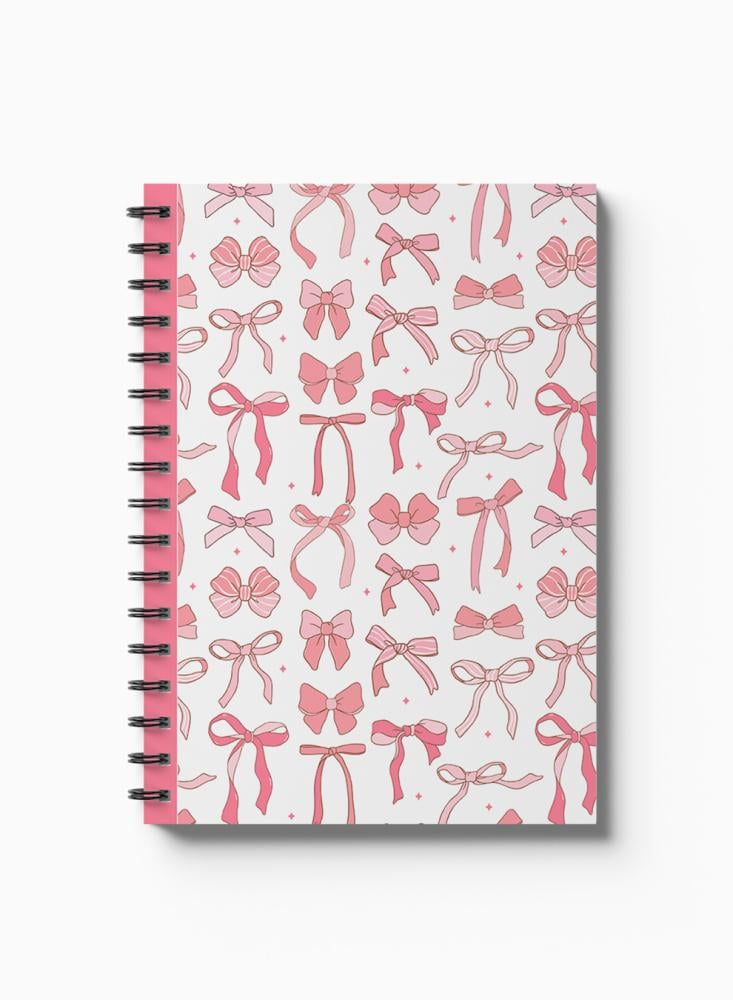 60-page wire-bound notebook with a cardboard cover featuring a pink stripe design