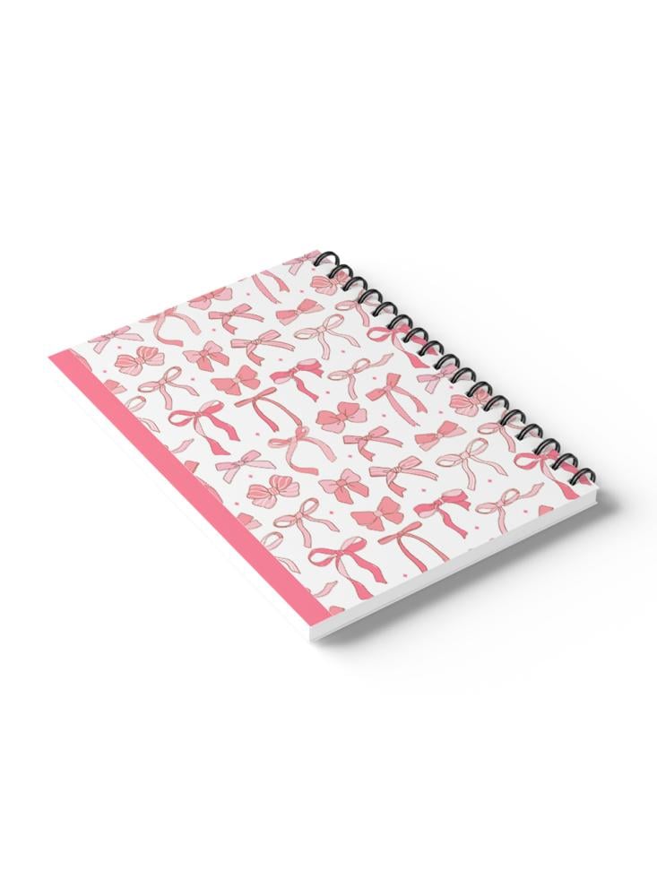 60-page wire-bound notebook with a cardboard cover featuring a pink stripe design