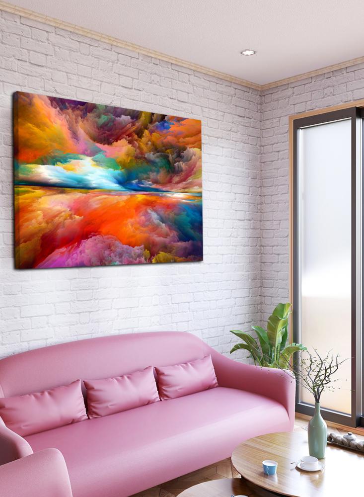 Canvas painting on wooden frame with colorful zipper design
