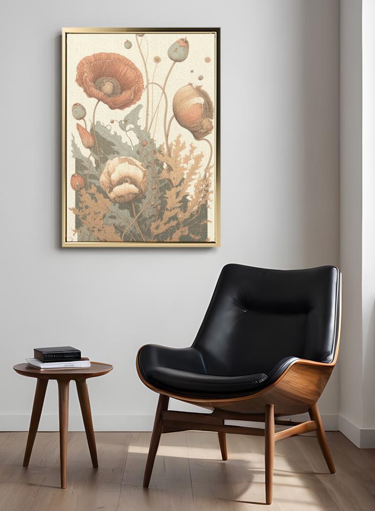 Canvas painting on wooden frame with flower design