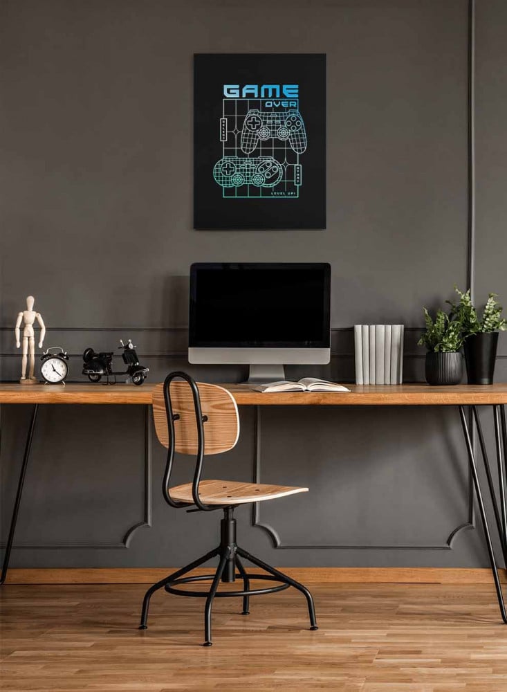 Canvas painting on a wooden frame for games, joystick design, for home, living room, office, decoration