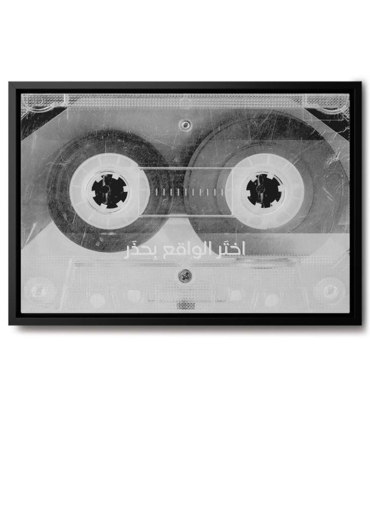 Canvas painting on a wooden frame with a classic cassette tape design