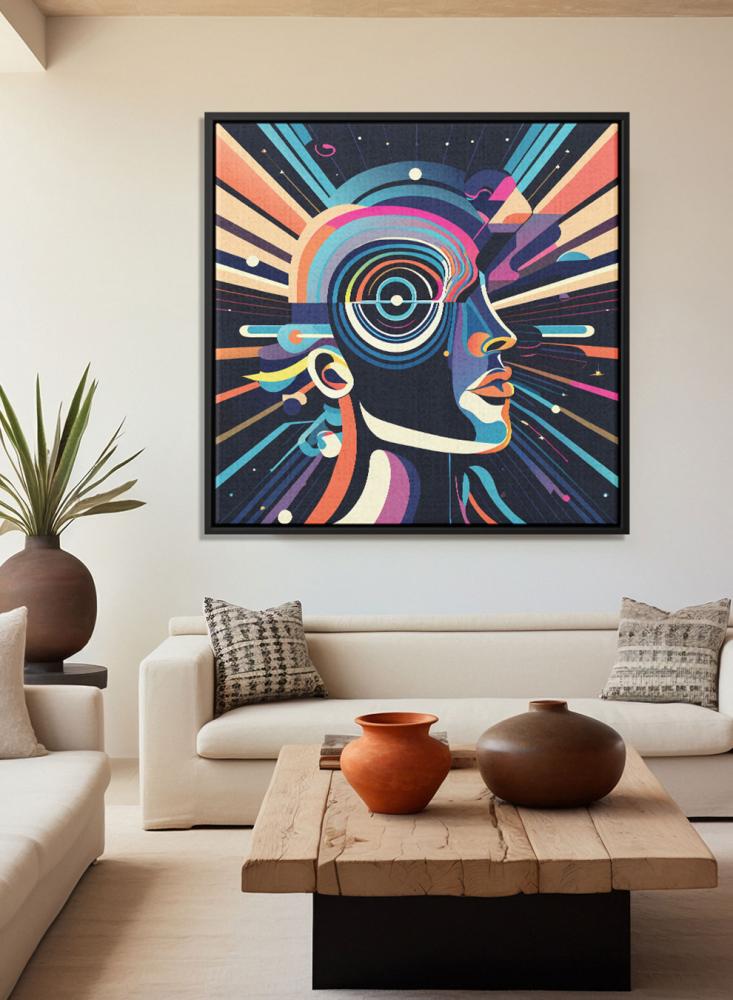 Canvas board on wooden frame with visual art for colorful artistic pattern design