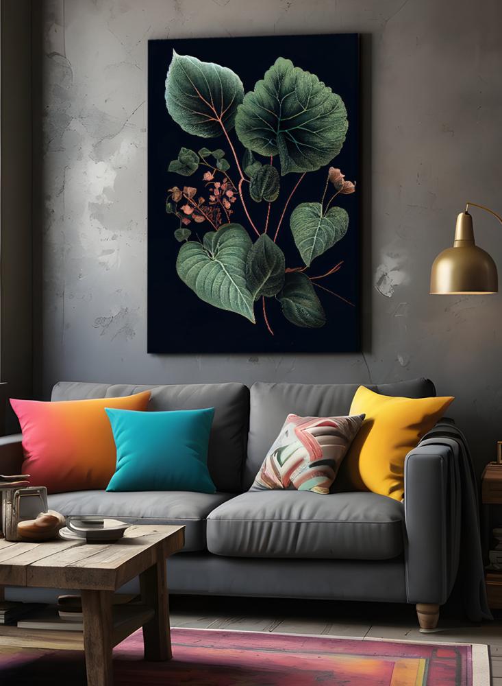 Canvas painting on wooden frame with Peony plant design