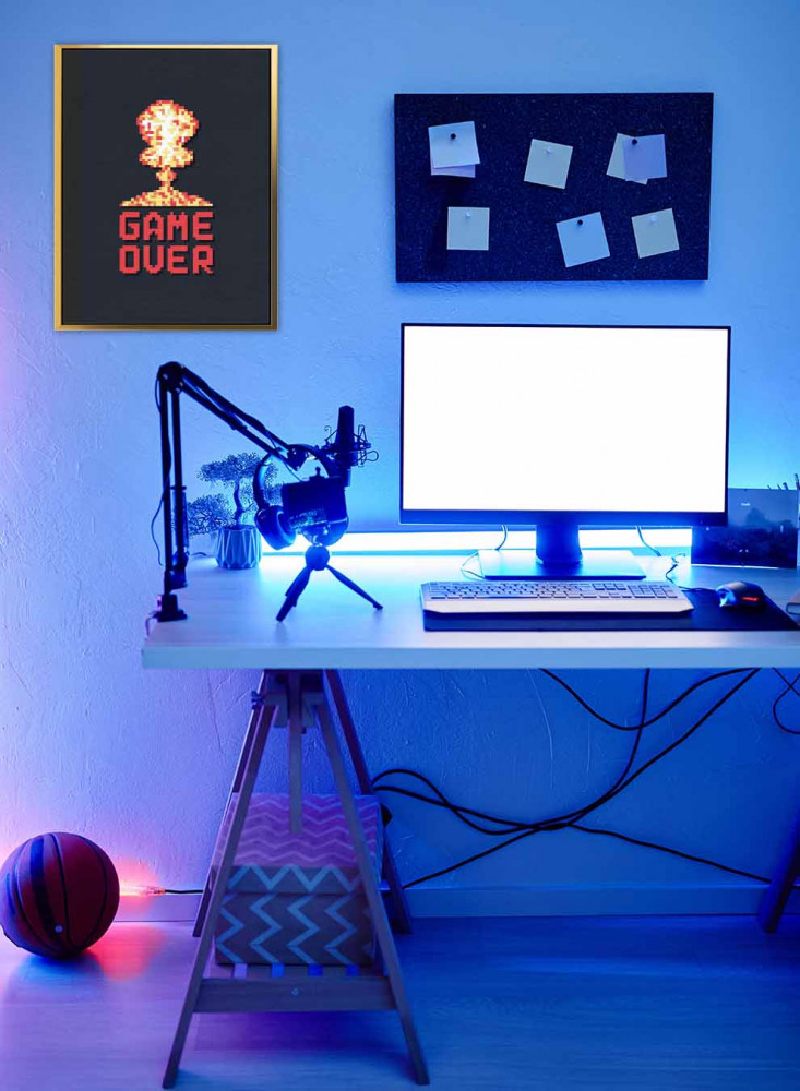 Game Over Canvas Painting on Wood Frame for Home, Living Room, Office, Decoration