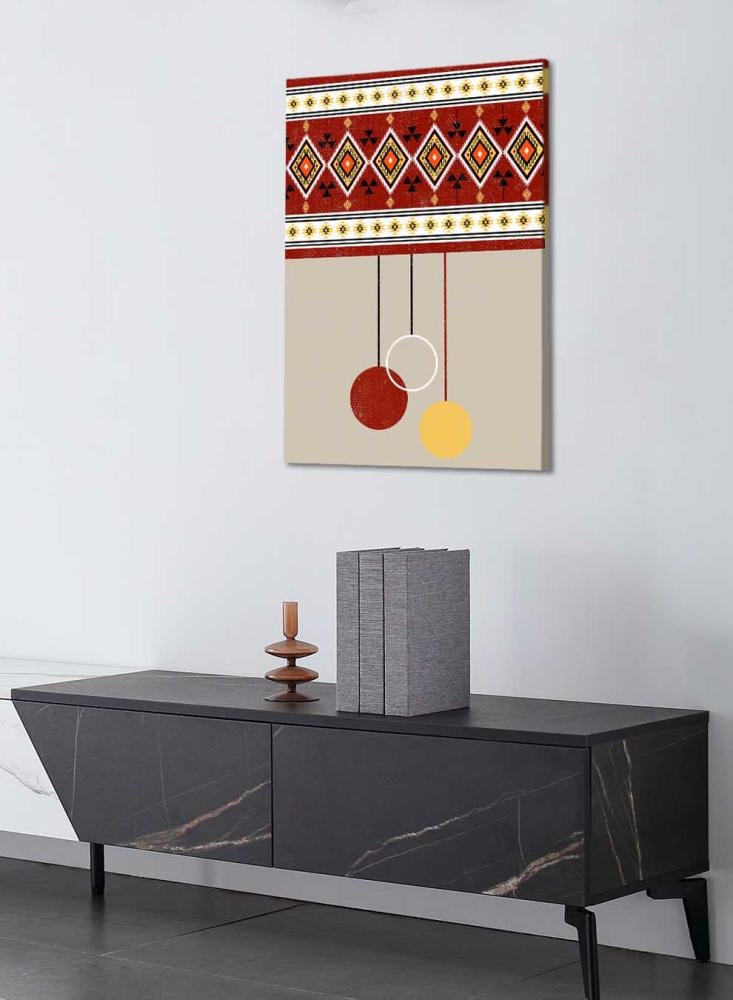 Canvas painting on wooden frame with a design inspired by the Saudi character