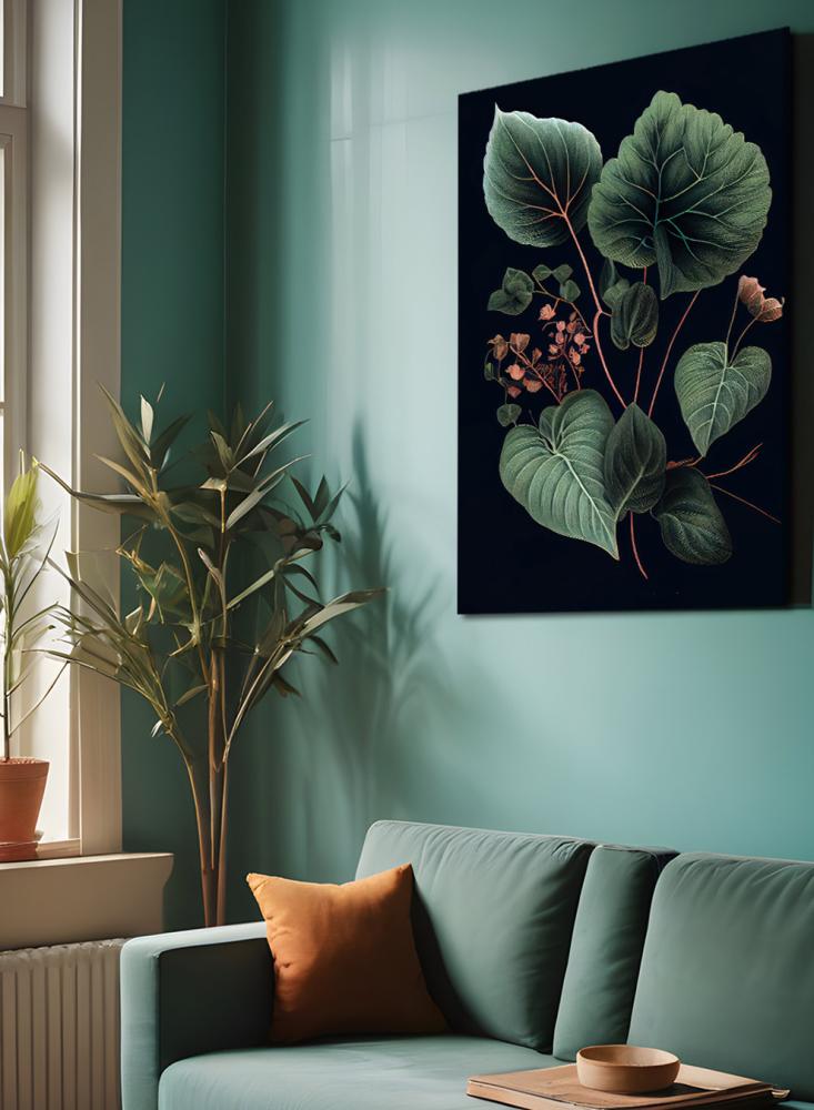 Canvas painting on wooden frame with Peony plant design