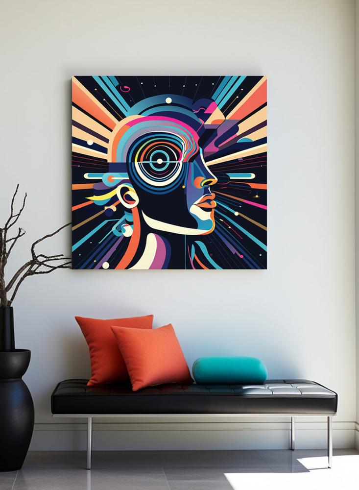 Canvas board on wooden frame with visual art for colorful artistic pattern design