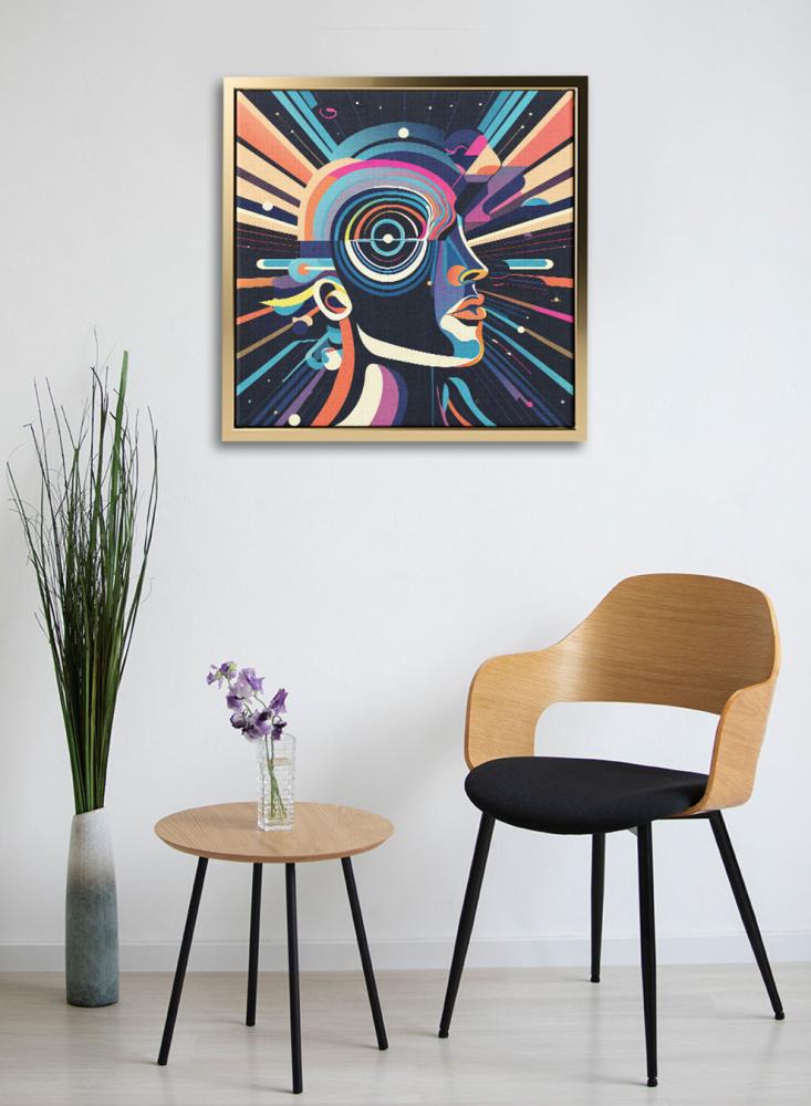 Canvas board on wooden frame with visual art for colorful artistic pattern design