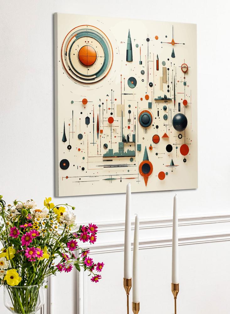 Canvas board on wooden frame with visual art for designing colorful shapes