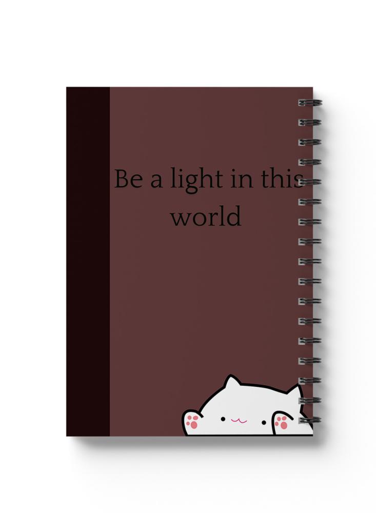 Wire notebook 60 pages with cardboard cover with design be a light in this world