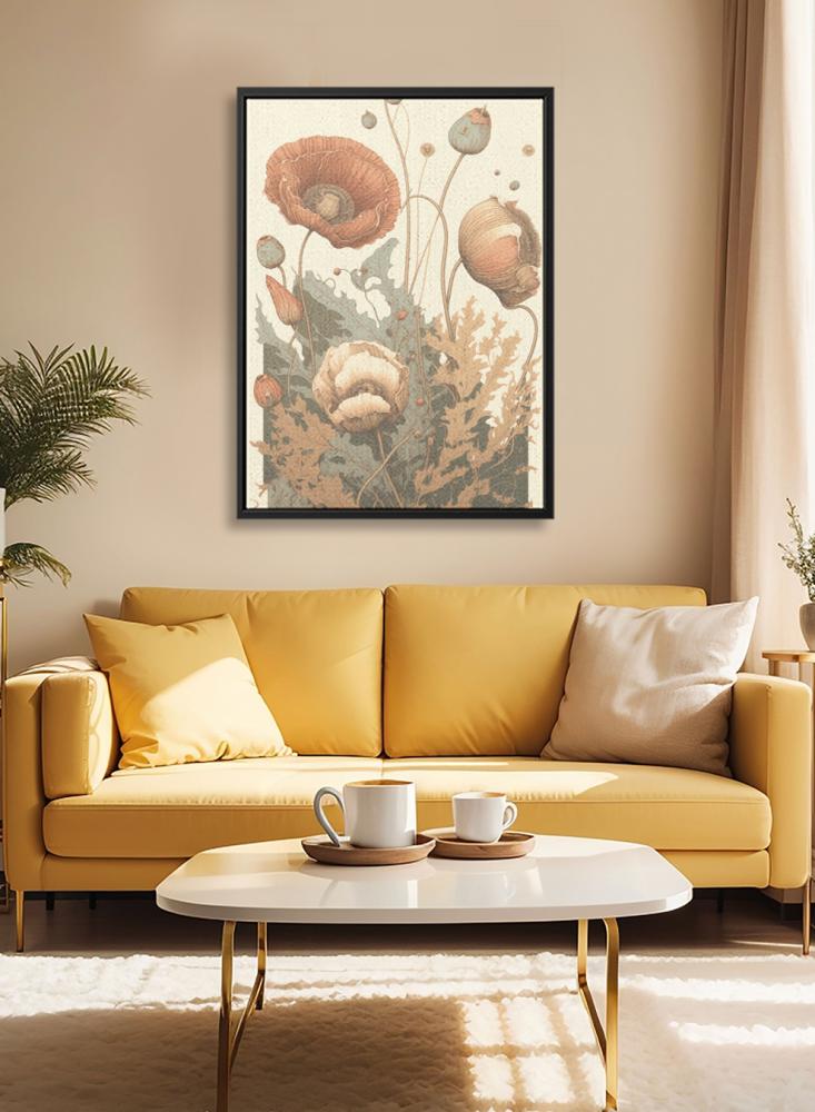 Canvas painting on wooden frame with flower design