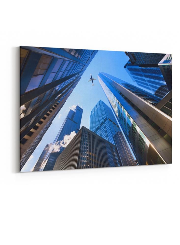 Canvas painting on a wooden frame of the city of Chicago in America